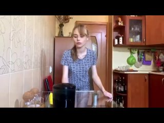 the wife was cleaning the kitchen but her husband came and had to suck him off